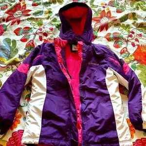 Magellan Dual Coat Winter Ski Jacket Pink Purple Hooded Girl's Size Large